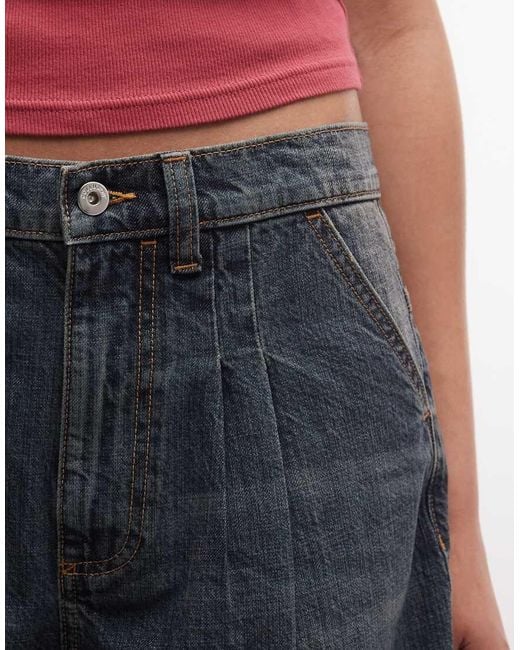 Collusion Blue Unisex Pleated Jorts
