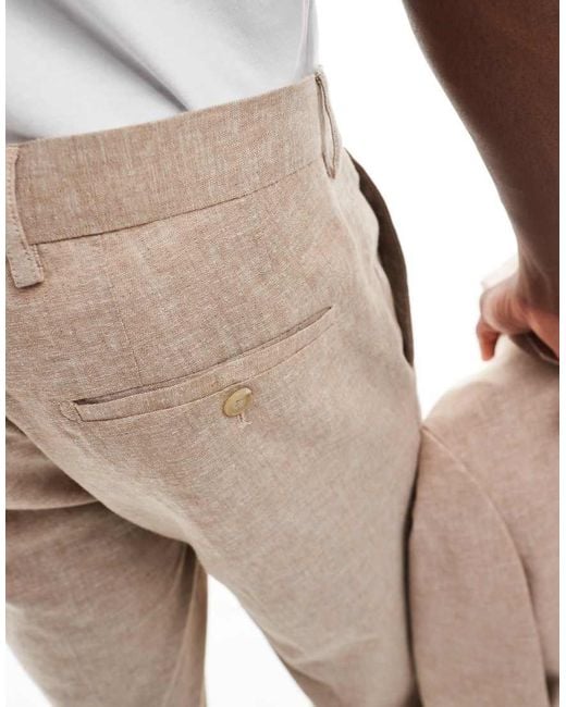 Jack & Jones Natural Premium Linen Mix Slim Fit Trouser for men