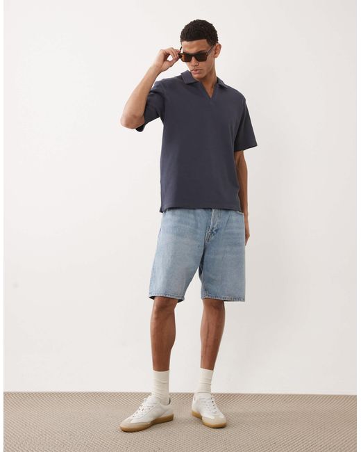Jack & Jones Blue Split Neck Polo for men