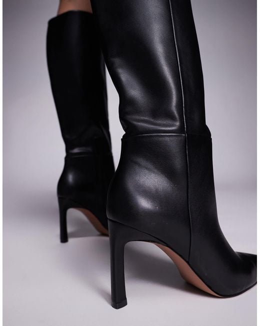 ASOS Black Charmed Heeled Knee Boots