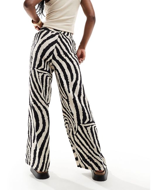 Pantalon ample à imprimé zébrures Jdy en coloris White