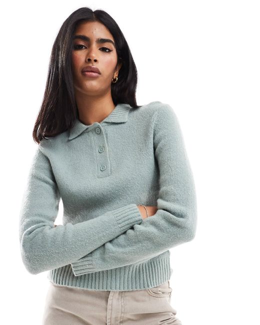 Threadbare Blue Button Up Collar Jumper