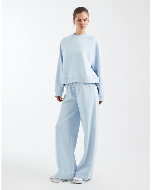ASOS Blue Oversized Brushback Sweatshirt With Raglan Detail
