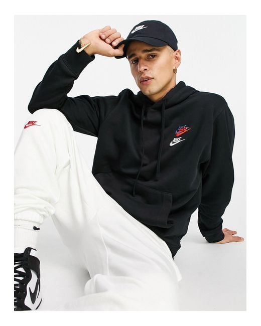 Sudadera negra básica con capucha y logo multicolor en tejido afelpado Nike  de hombre de color Negro | Lyst