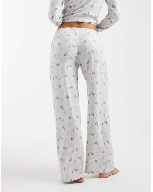 Hollister Gray Low Rise Wide Leg Pyjama Bottoms Co-ord