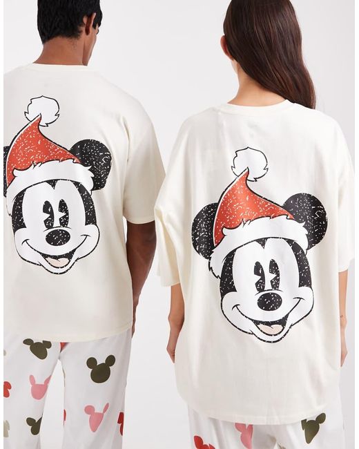 ASOS Disney Pyjama Set With Christmas Mickey Mouse Graphic in White for ...