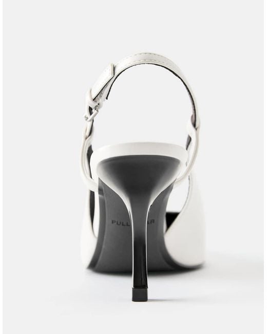 Pull&Bear White Slingback High-Heel Shoes