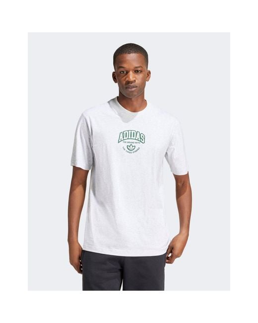 Adidas Originals White Varsity Short Sleeve T-shirt With Back Print for men