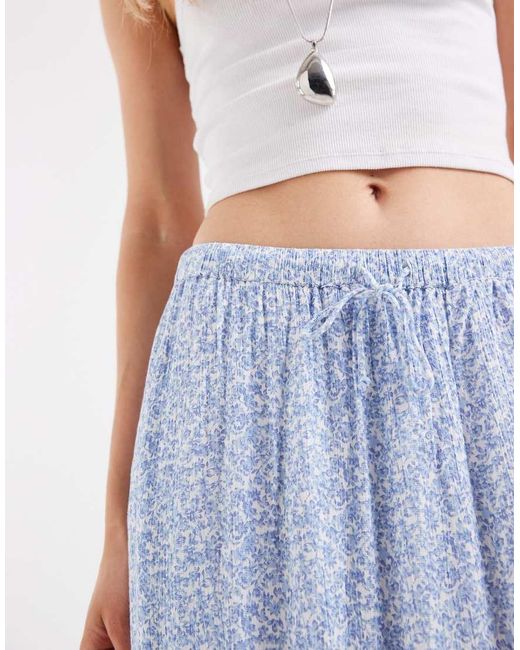 Pieces Blue Tie Waist Tiered Maxi Skirt