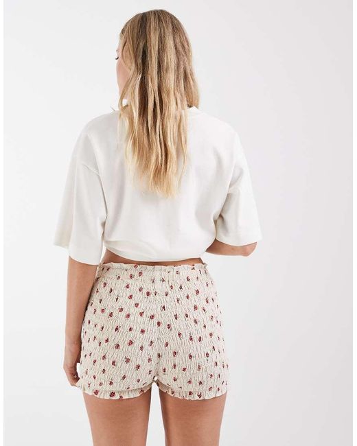 JJXX White Shirred Micro Shorts