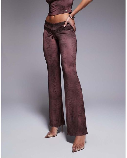 I.AM.GIA Brown Beau Double Lace Trim V Front Flared Trouser Co-ord