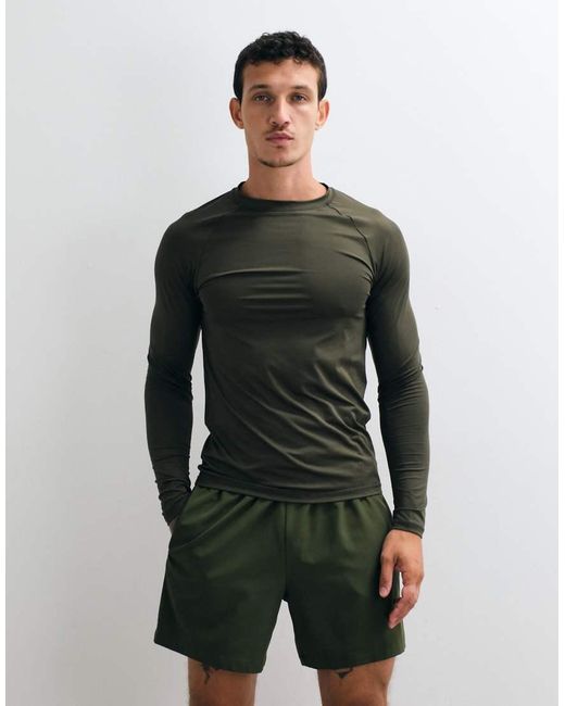 4505 Brown Icon Active Quick Dry Muscle Fit Base Layer Training Long Sleeve Top for men