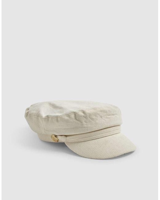 River Island Natural Corduroy Baker Boy Hat