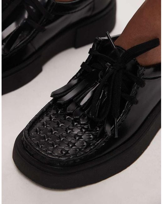 Clarks Black Torview Herringbone Leather Tassel Shoe