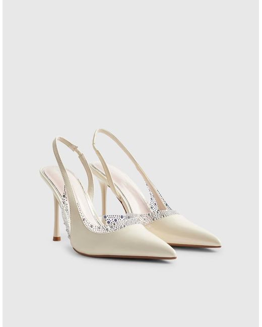 River Island White Sparkle Slingback Court Heels