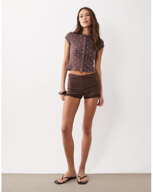 Miss Selfridge Brown Button Through Top
