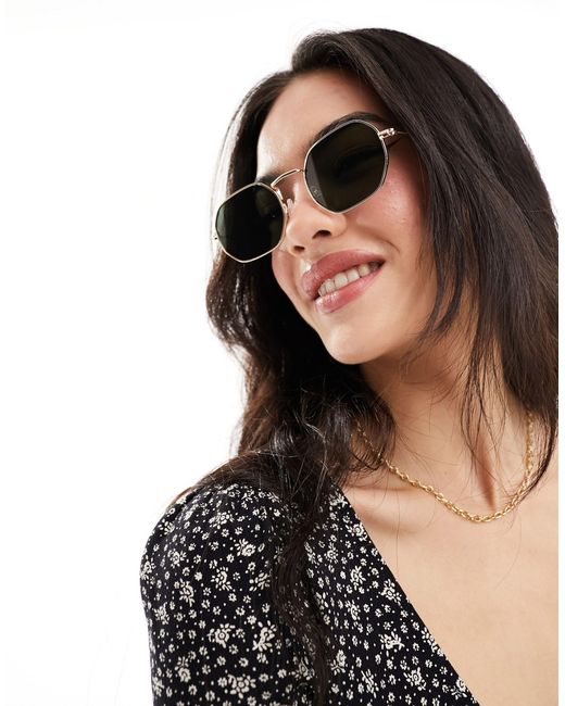 ASOS Black Angular Metal Sunglasses