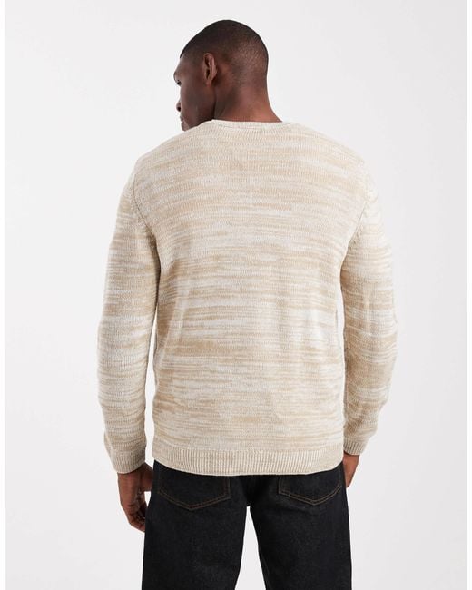 Only & Sons – gestreifter strickpullover in Natural für Herren
