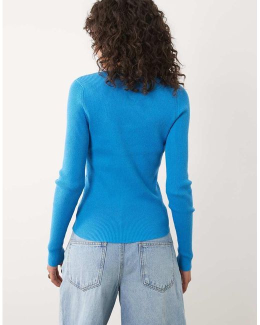 ASOS Blue Cotton Blend Wide Scoop Cardigan