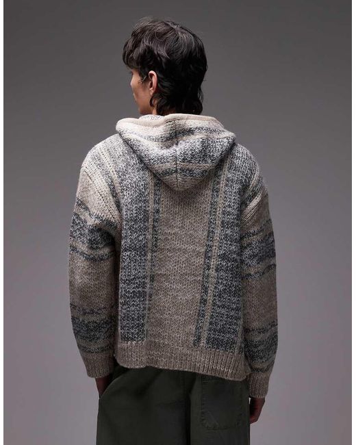 Sudadera Beis Y Gris Con Capucha Y Cremallera De Punto Baja De Obey de hombre de color Gray