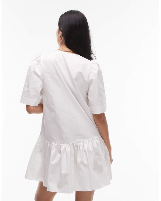 & Other Stories Mini Jurk Met Verlaagde Taille En Gestrikte Voorkant in het White