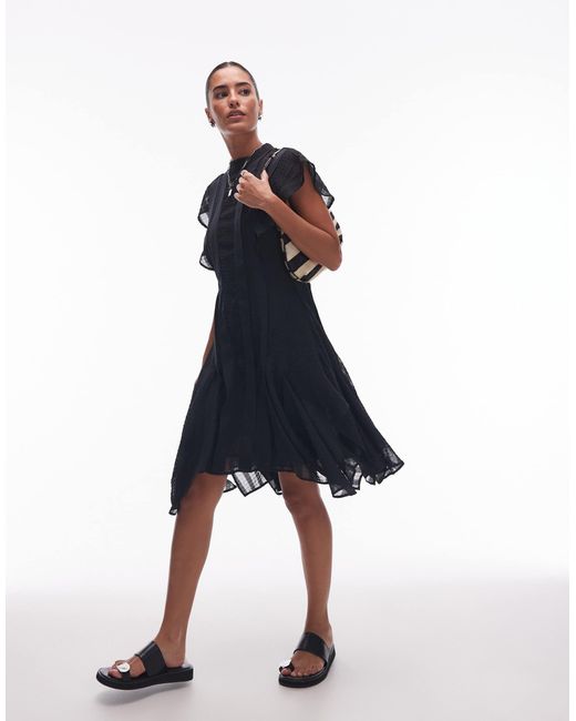 AllSaints Blue – fleur – es kleid mit struktur-design