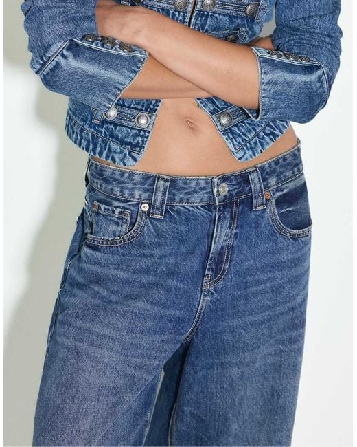 Stradivarius Blue D80 Barrel Fit Jeans