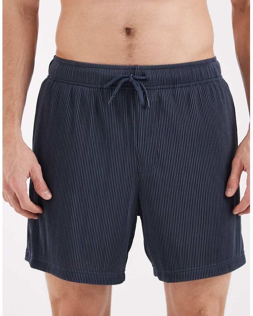 ASOS Blue Co-Ord Plisse Swim Shorts for men