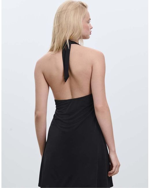 Stradivarius Losvallende Mini-Jurk Met Geknoopte Details in het Black