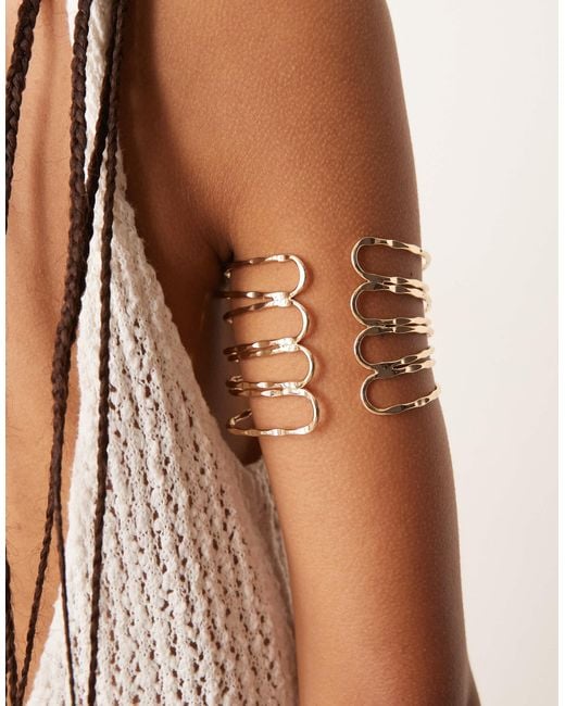ASOS Brown Arm Cuff With Hammered Wraparound Design