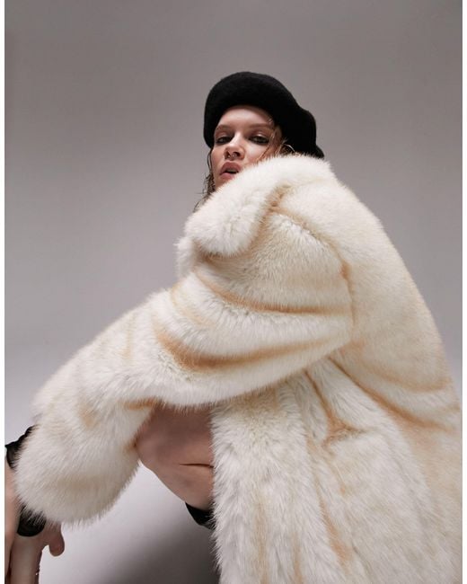 TOPSHOP Faux Fur Coat in White