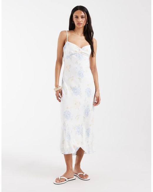 Hollister White Twist Bust Slip Midi Dress