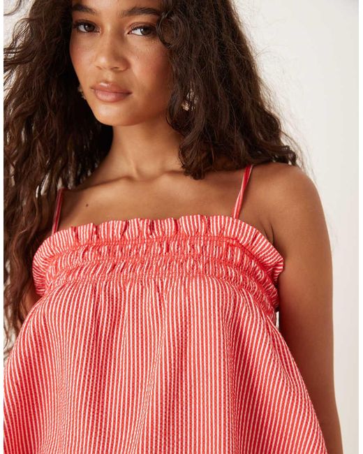 Gina Tricot Pink Co-ord Textu Smock Singlet Top