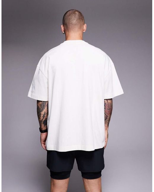 4505 White Icon Heavyweight Cotton Oversized T-Shirt With Quick Dry Finish for men