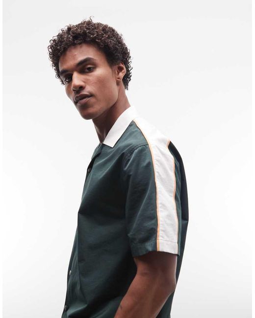 ASOS White Relaxed Revere Shirt With Paneling for men