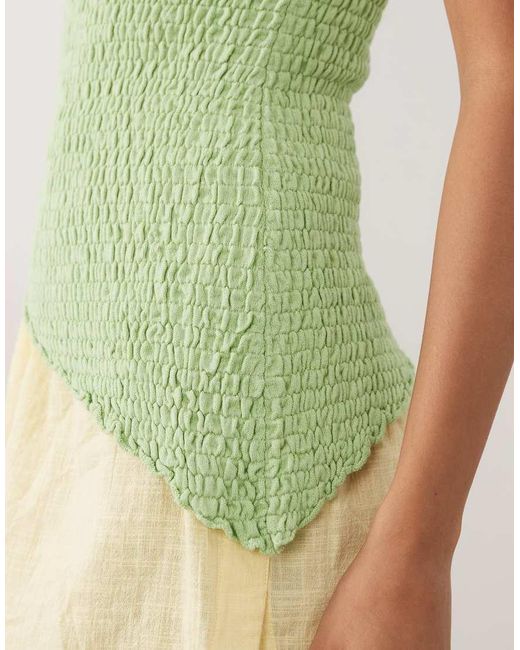 ASOS Green Knitted Shirred Asymmetric Top