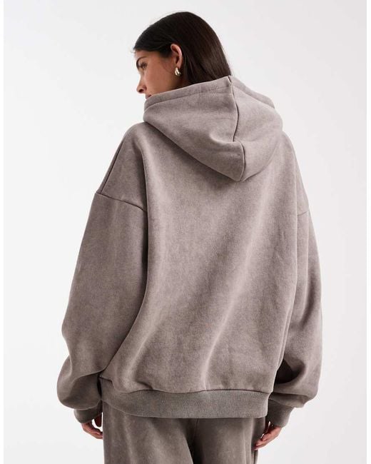 Daisy Street Brown Button Heart Detail Oversized Hoodie