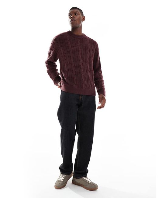 JJ Rebel Purple Cable Knit Jumper for men