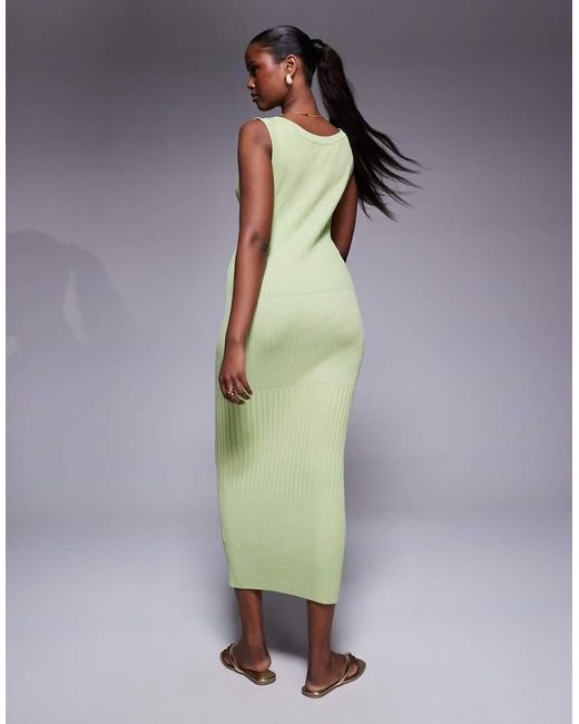 Vestito Con Gonna Al Polpaccio Con Scollo A Barchetta di ASOS in Green