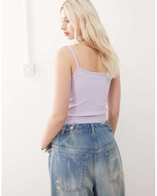 Collusion Blue Rib Crop Cami Top