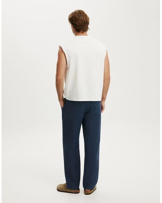 Cotton On Blue Baggy Linen Pant for men