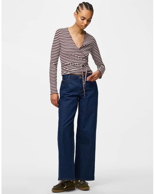 Pieces Blue Wrap Top