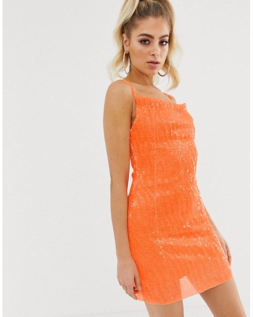 orange mini bodycon dress
