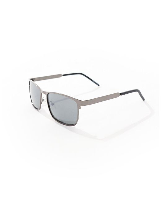 ASOS – eckige sonnenbrille mit metallrahmen in Black für Herren