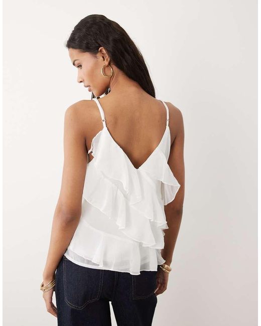 Vila White Ruffle Cami Top