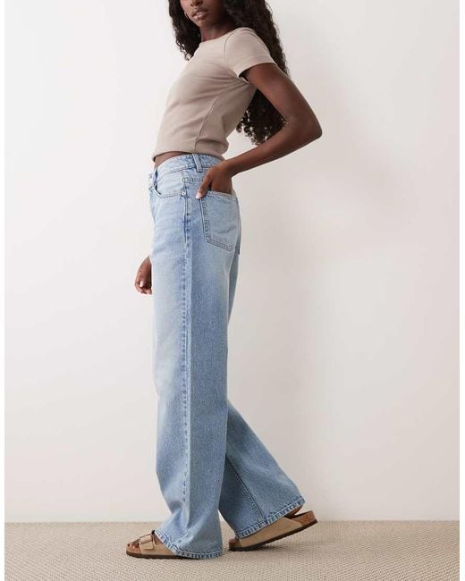 ASOS Blue Straight Wide Leg Jeans
