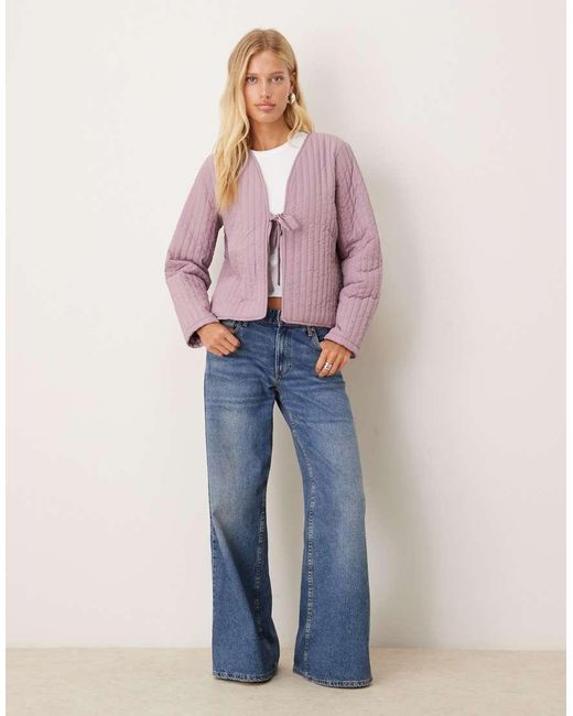 Vila Purple Tie Front Quilted Jacket