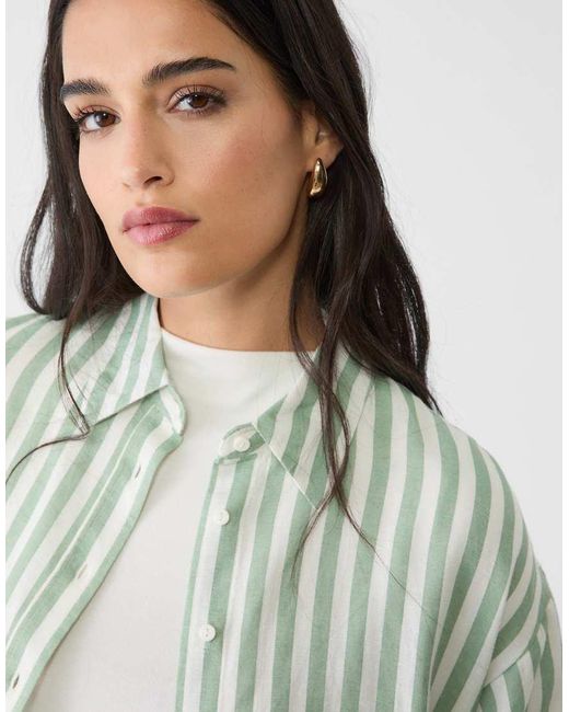 Stradivarius Gray Striped Shirt With Linen