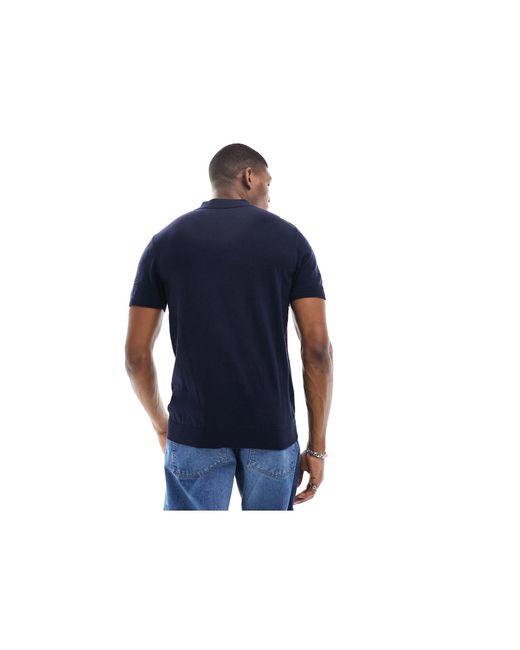 SELECTED Blue Knitted Polo for men