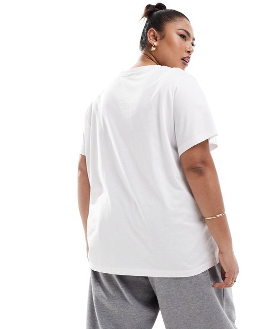 ASOS White Asos Design Curve Regular Fit T-shirt With Cote D'azur Puff Print Graphic